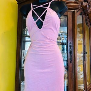 GLAM!!! Soft pink suede dress with bust design!!